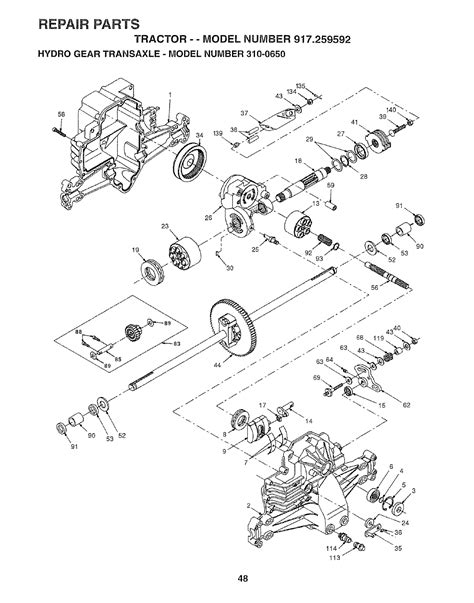 info and also <b>Craftsman</b> 917273221 User Manual TRACTOR Manuals And Guides L0404156. . Craftsman hydrostatic transmission diagram